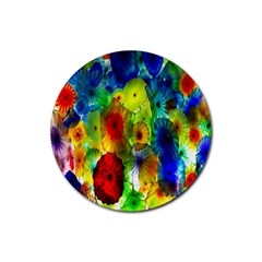 Green Jellyfish Yellow Pink Red Blue Rainbow Sea Rubber Round Coaster (4 Pack)  by Alisyart