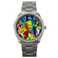 Green Jellyfish Yellow Pink Red Blue Rainbow Sea Sport Metal Watch by Alisyart