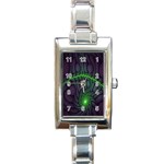 Light Cells Colorful Space Greeen Rectangle Italian Charm Watch Front