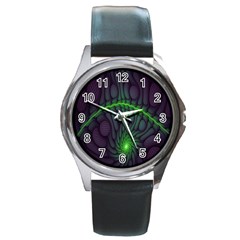 Light Cells Colorful Space Greeen Round Metal Watch