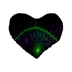 Light Cells Colorful Space Greeen Standard 16  Premium Flano Heart Shape Cushions