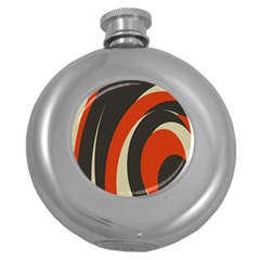 Mixing Gray Orange Circles Round Hip Flask (5 Oz) by Alisyart