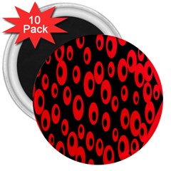 Scatter Shapes Large Circle Black Red Plaid Triangle 3  Magnets (10 Pack)  by Alisyart