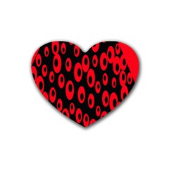 Scatter Shapes Large Circle Black Red Plaid Triangle Rubber Coaster (heart) 