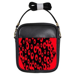 Scatter Shapes Large Circle Black Red Plaid Triangle Girls Sling Bags by Alisyart