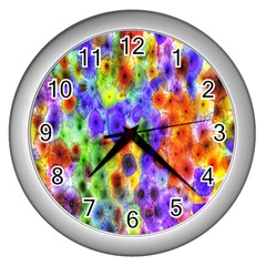 Green Jellyfish Yellow Pink Red Blue Rainbow Sea Purple Wall Clocks (silver) 