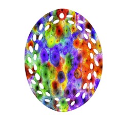 Green Jellyfish Yellow Pink Red Blue Rainbow Sea Purple Ornament (oval Filigree)