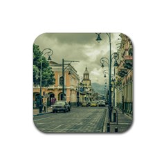 Historic Center Urban Scene At Riobamba City, Ecuador Rubber Coaster (square)  by dflcprints