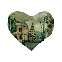 Historic Center Urban Scene At Riobamba City, Ecuador Standard 16  Premium Heart Shape Cushions by dflcprints