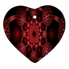 Lines Circles Red Shadow Heart Ornament (two Sides)