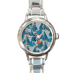 Ship Sea Blue Round Italian Charm Watch