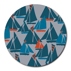 Ship Sea Blue Round Mousepads by Alisyart