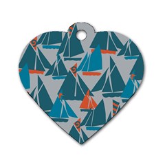 Ship Sea Blue Dog Tag Heart (two Sides) by Alisyart