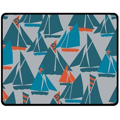 Ship Sea Blue Double Sided Fleece Blanket (medium)  by Alisyart