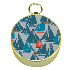 Ship Sea Blue Gold Compasses by Alisyart