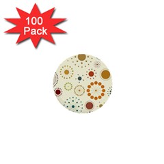 Seamless Floral Flower Orange Red Green Blue Circle 1  Mini Buttons (100 Pack) 