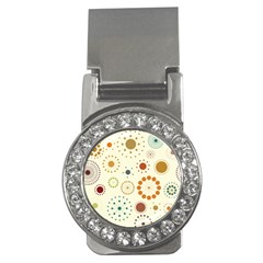 Seamless Floral Flower Orange Red Green Blue Circle Money Clips (cz)  by Alisyart