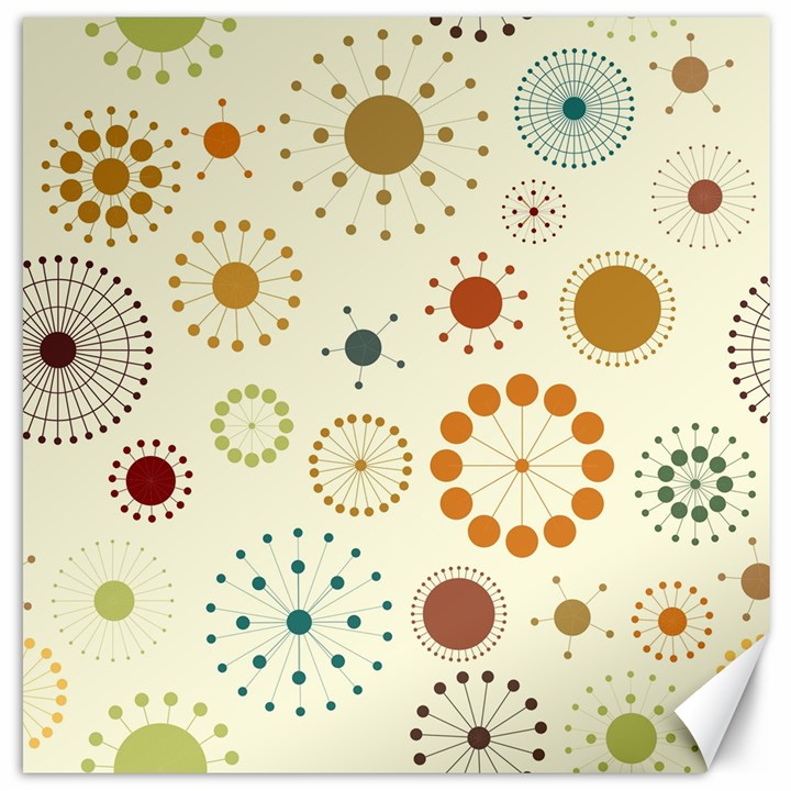 Seamless Floral Flower Orange Red Green Blue Circle Canvas 12  x 12  