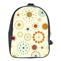 Seamless Floral Flower Orange Red Green Blue Circle School Bags(large) 