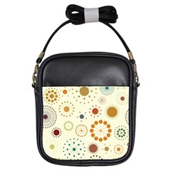 Seamless Floral Flower Orange Red Green Blue Circle Girls Sling Bags