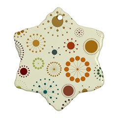 Seamless Floral Flower Orange Red Green Blue Circle Snowflake Ornament (two Sides)