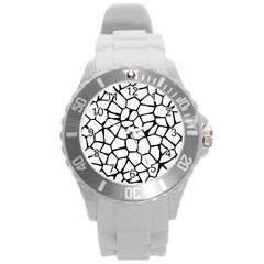 Seamless Cobblestone Texture Specular Opengameart Black White Round Plastic Sport Watch (l)