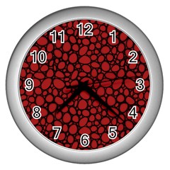 Tile Circles Large Red Stone Wall Clocks (silver) 