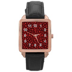 Tile Circles Large Red Stone Rose Gold Leather Watch 
