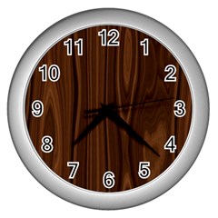 Texture Seamless Wood Brown Wall Clocks (silver) 
