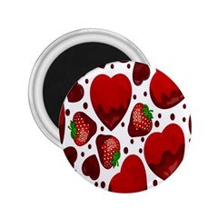 Strawberry Hearts Cocolate Love Valentine Pink Fruit Red 2 25  Magnets