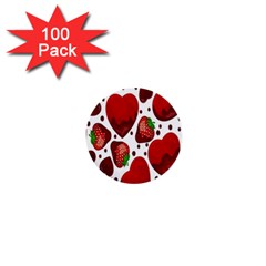 Strawberry Hearts Cocolate Love Valentine Pink Fruit Red 1  Mini Buttons (100 Pack)  by Alisyart