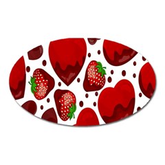 Strawberry Hearts Cocolate Love Valentine Pink Fruit Red Oval Magnet by Alisyart