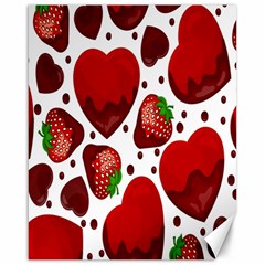 Strawberry Hearts Cocolate Love Valentine Pink Fruit Red Canvas 16  X 20   by Alisyart