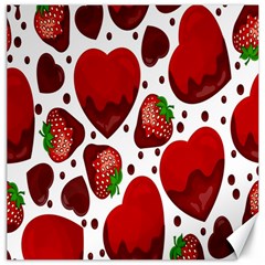 Strawberry Hearts Cocolate Love Valentine Pink Fruit Red Canvas 20  X 20   by Alisyart