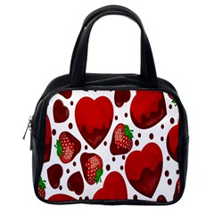 Strawberry Hearts Cocolate Love Valentine Pink Fruit Red Classic Handbags (one Side)