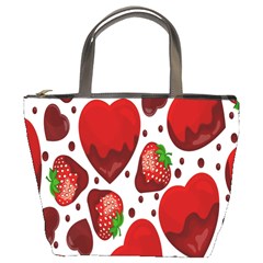 Strawberry Hearts Cocolate Love Valentine Pink Fruit Red Bucket Bags by Alisyart