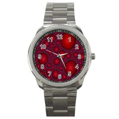 Voronoi Diagram Circle Red Sport Metal Watch by Alisyart