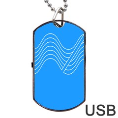 Waves Blue Sea Water Dog Tag Usb Flash (one Side)