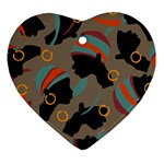 African Women Ethnic Pattern Ornament (Heart) Front