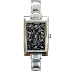 Black White Crocodile Background Rectangle Italian Charm Watch
