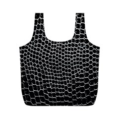 Black White Crocodile Background Full Print Recycle Bags (m)  by Simbadda