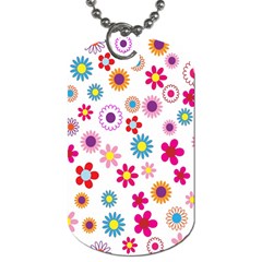 Colorful Floral Flowers Pattern Dog Tag (One Side)