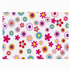 Colorful Floral Flowers Pattern Large Glasses Cloth (2-side) by Simbadda