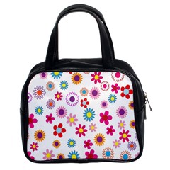 Colorful Floral Flowers Pattern Classic Handbags (2 Sides) by Simbadda