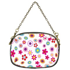 Colorful Floral Flowers Pattern Chain Purses (Two Sides) 