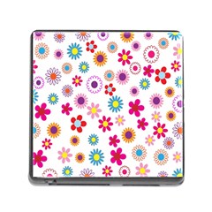 Colorful Floral Flowers Pattern Memory Card Reader (Square)