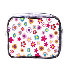 Colorful Floral Flowers Pattern Mini Toiletries Bags