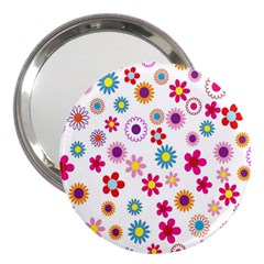 Colorful Floral Flowers Pattern 3  Handbag Mirrors by Simbadda