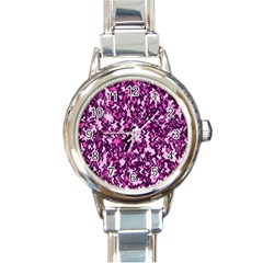 Chic Camouflage Colorful Background Round Italian Charm Watch