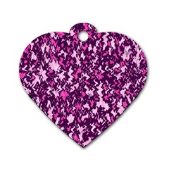 Chic Camouflage Colorful Background Dog Tag Heart (One Side)